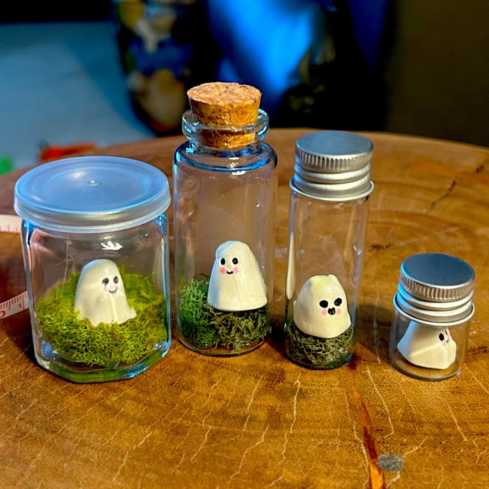 Adopt a ghostie. Cute tiny ghosties for adoption. Perfect Halloween gifts.